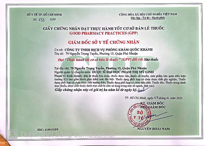 Nhà thuốc Quốc Khánh đạt chuẩn GPP
